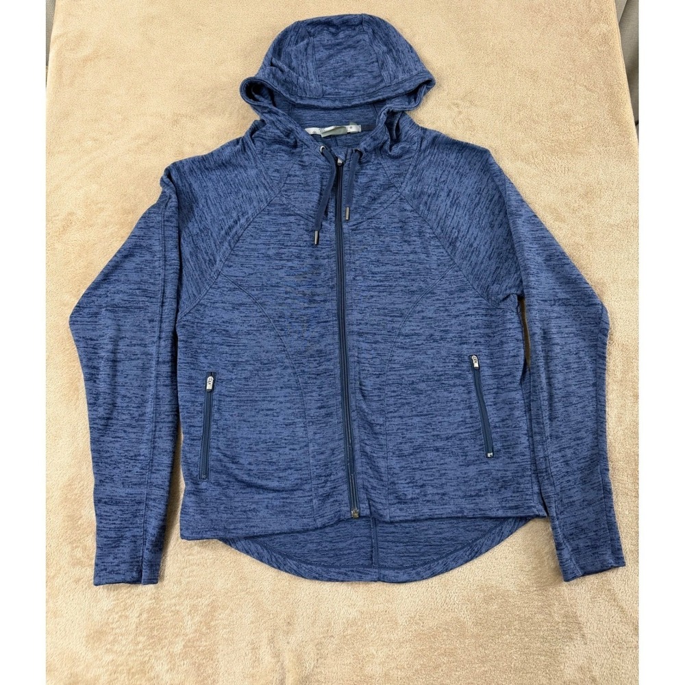 Athleta Space Dye Hoodie Thumbhole Jacket Womens size Small Blue full zip EUC